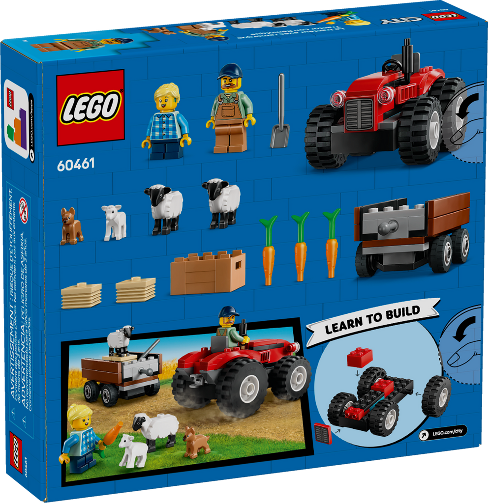 60461 Red Farm Tractor with Trailer & Sheep – Bricks and Minifigs