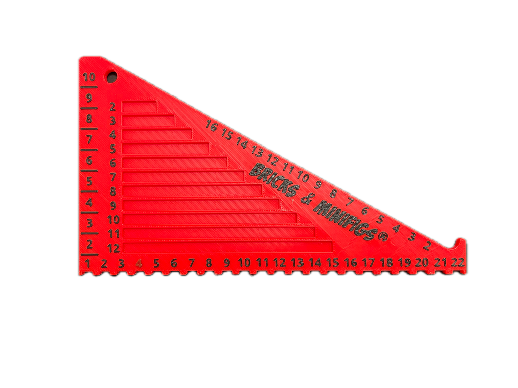 Fig Ruler Triangle Ruler for LEGO® Remake of LEGO bb0342 Red with Black Writing ...