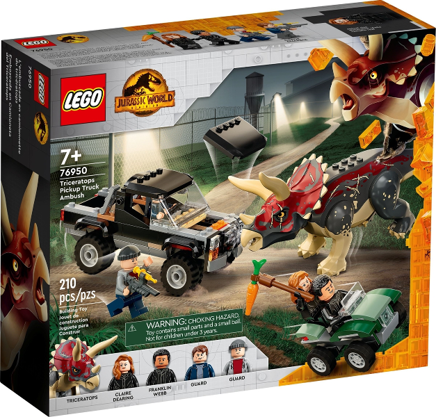 LEGO 76950 Jurassic World Dominion Triceratops Pickup Truck Ambush, Certified, Used