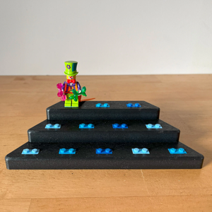 Podium Display Stand Black with Blue Bricks