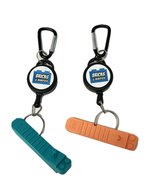 Retractable Keychain with Removal tool and Bricks & Minifigs Logo