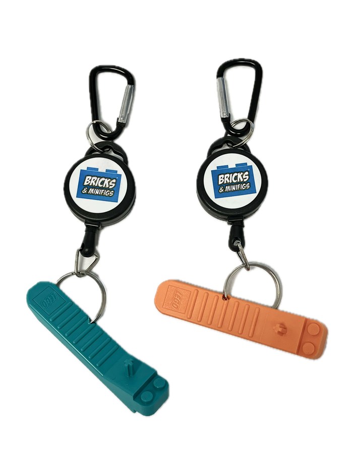 Retractable Keychain with Removal tool and Bricks & Minifigs Logo