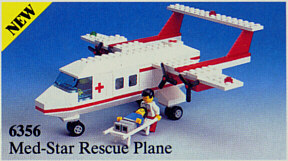LEGO System 6356 Town Med-Star Rescue Plane, retired, certified, used