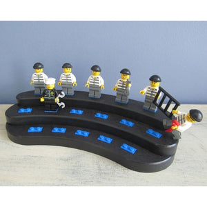 Crescent Display Stand with Blue Bricks