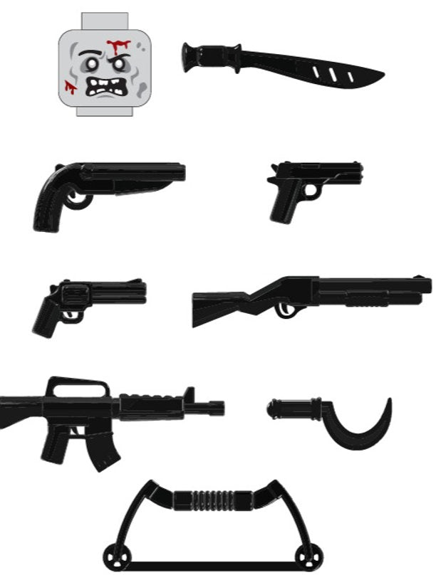 Zombie Killer Black Weapon Pack – Bricks and Minifigs